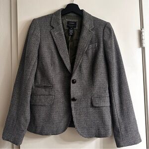 Women’s J.Crew Schoolboy Blazer Size 6 Houndstooth Wool Blend Preppy Jacket